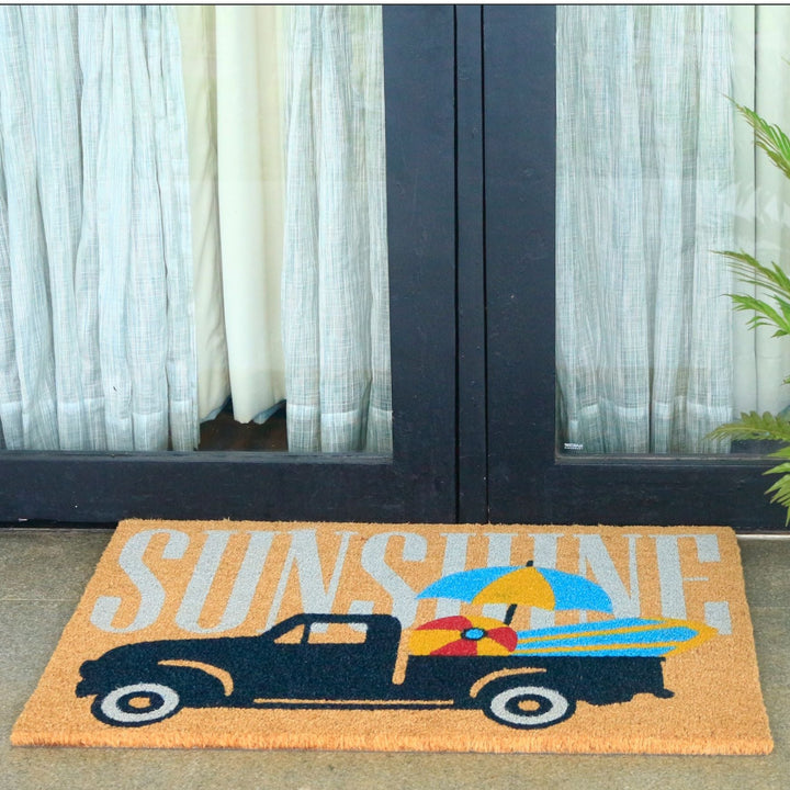 Sunshine PVC Backed Multicolour Long Coir Doormat - Fab Habitat , Doormats, [product_size],