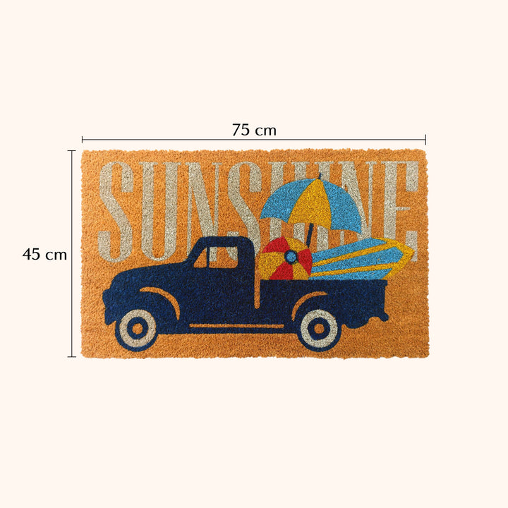 Sunshine PVC Backed Multicolour Long Coir Doormat - Fab Habitat , Doormats, [product_size],