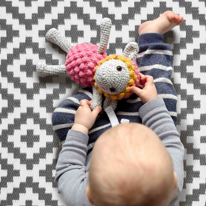 Aztec Grey & White Rectangular Diamond Pattern Foldable Waterproof XL Camping Mat - 270x450 CM - Fab Habitat , Camping Mats,