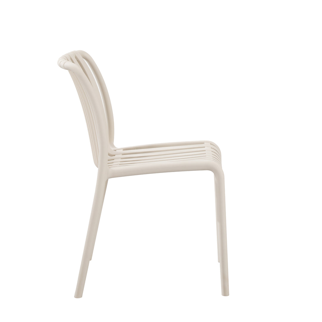 Rear angle of Bertioga dining chair – pearl cream upholstery with oak legs – buy online in Australia