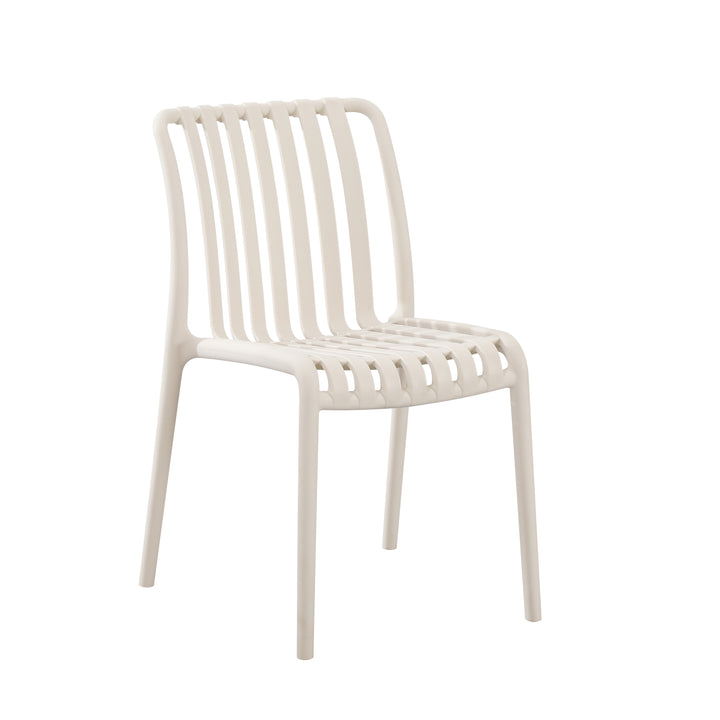Bertioga dining chair in pearl cream – curved back with wooden legs – buy online in Australia
