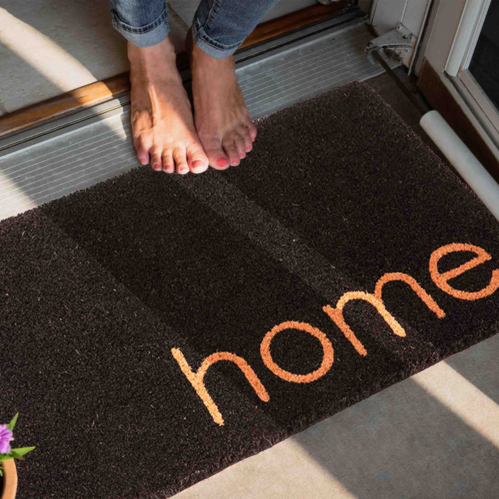 Black Home PVC Backed Coir Doormat - Fab Habitat , Doormats, [product_size],