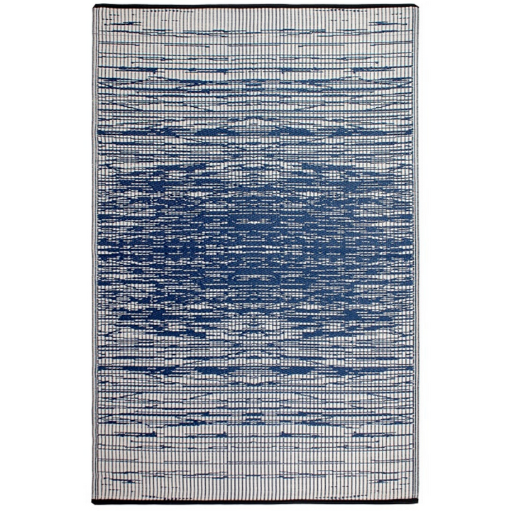 Brooklyn Navy and White Modern Recycled Plastic Reversible Outdoor Rug - Fab Habitat , Recycled Plastic Rugs & Mats, [product_size],