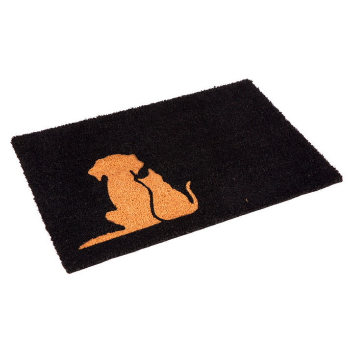 Buddies Black and Natural pvc backed coir doormat - Fab Habitat , Doormats, [product_size],