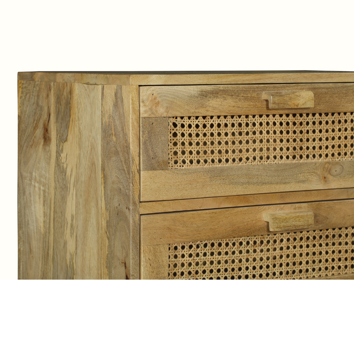 Byron Solid Wood Rattan 5 Drawer Chest Tallboy - Fab Habitat , Chest Of Drawers, [product_size],