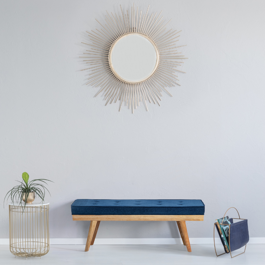 Buy Capella Indigo Blue 120 cm Upholstered Entryway Bench Seat Online