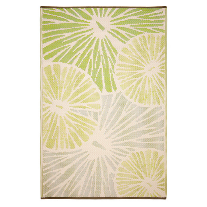 Citrus Lily Green Botanical Recycled Plastic Reversible Outdoor Area Rug - Fab Habitat , Recycled Plastic Rugs & Mats, [product_size],