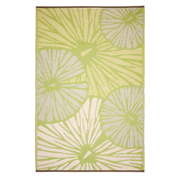 Citrus Lily Green Botanical Recycled Plastic Reversible Outdoor Rug - Fab Habitat , Recycled Plastic Rugs & Mats, [product_size],