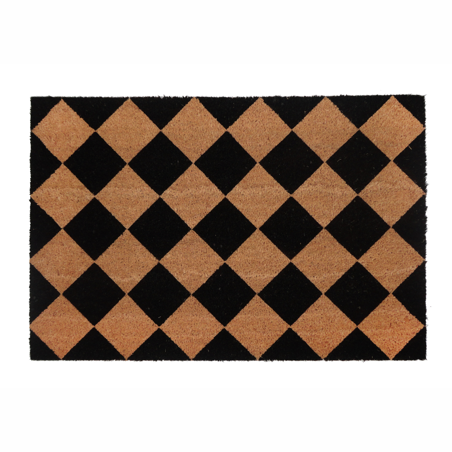 Diamond Pattern Black and Natural PVC Backed Doormat - Fab Habitat , Doormats, [product_size],