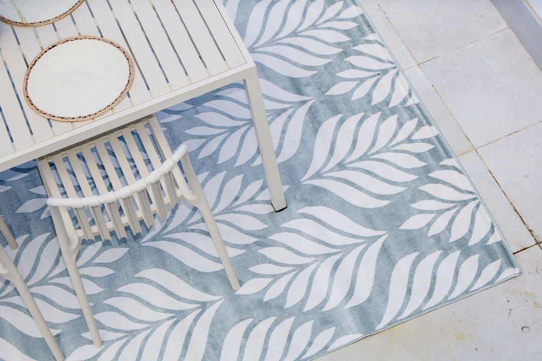 Dibang Aqua Light Green and Cream Indoor Outdoor Rug