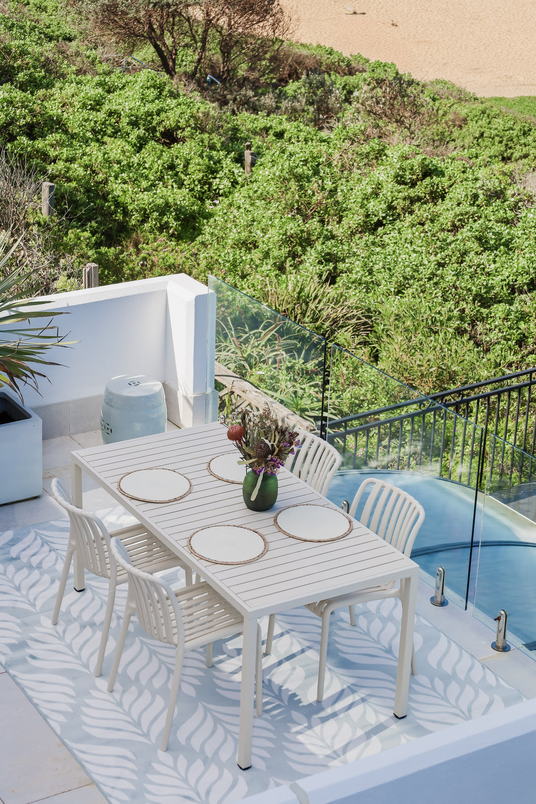 Dibang Aqua Light Green and Cream Indoor Outdoor Rug