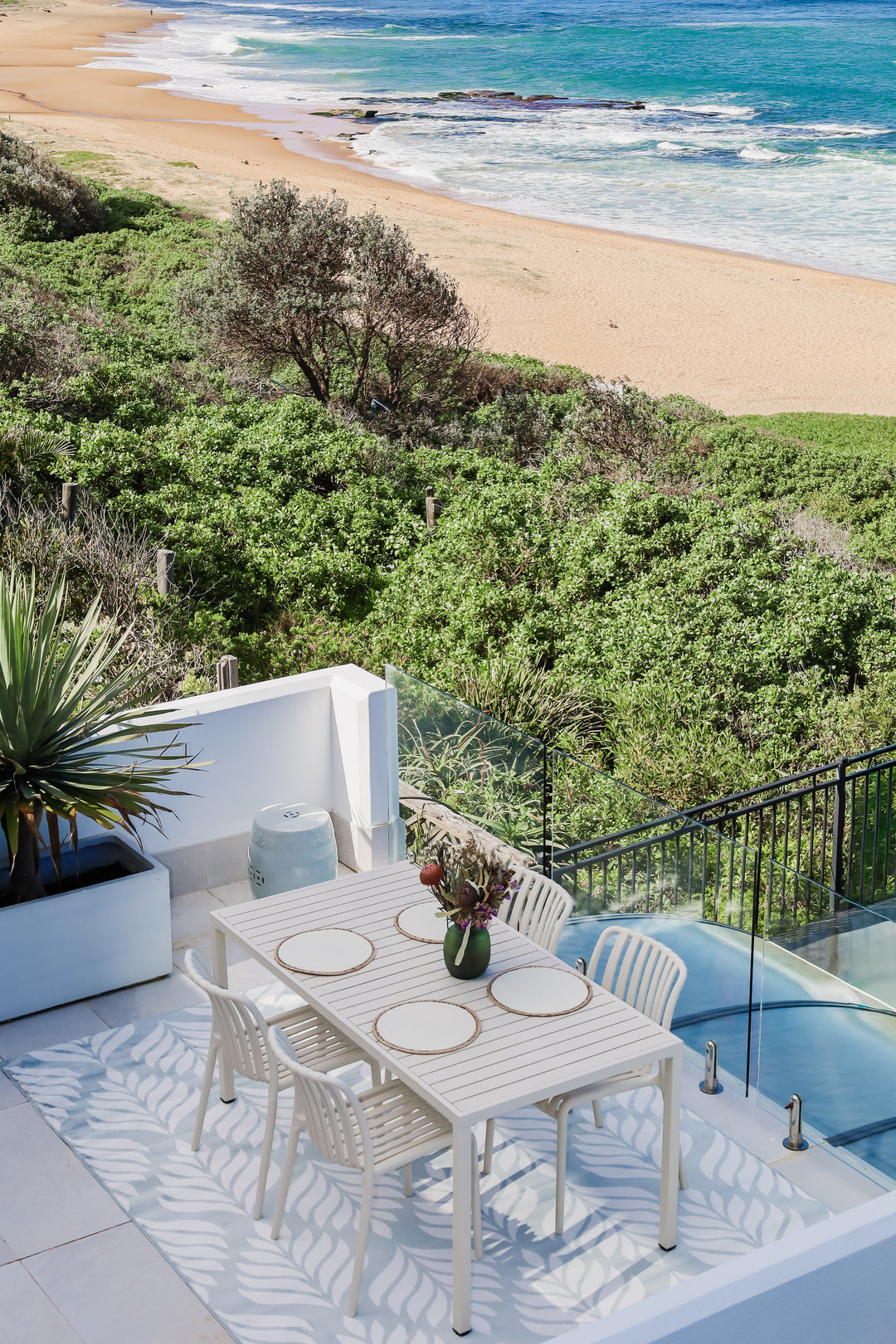 Dibang Aqua Light Green and Cream Indoor Outdoor Rug