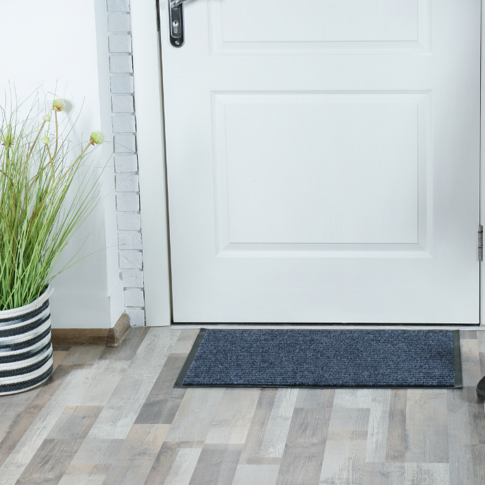Ellora Charcoal Black Thin Polypropylene Doormat - Fab Habitat , Doormats,