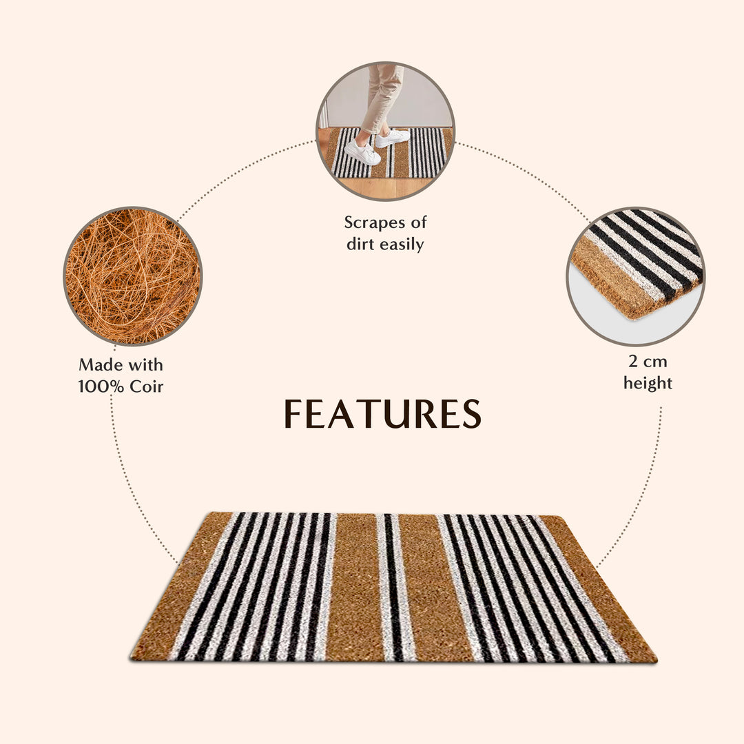 Nui Striped Coastal Coir Extra Long Front Door Mat - Fab Habitat , Doormats, [product_size],