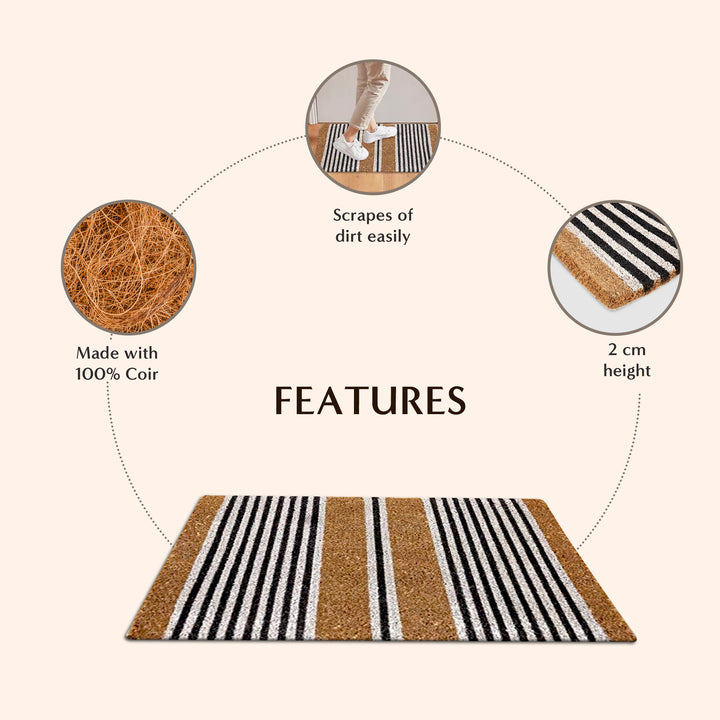 Nui Striped Coastal Coir Extra Long Front Door Mat - Fab Habitat , Doormats, [product_size],