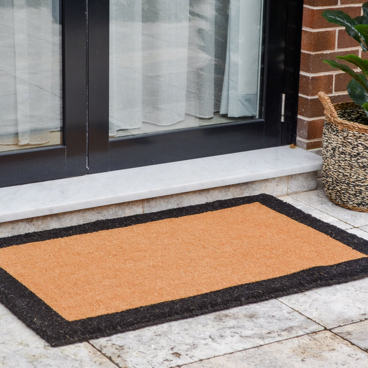 Four Corners Black Border and Natural Long Doormat - Fab Habitat , Doormats, [product_size],