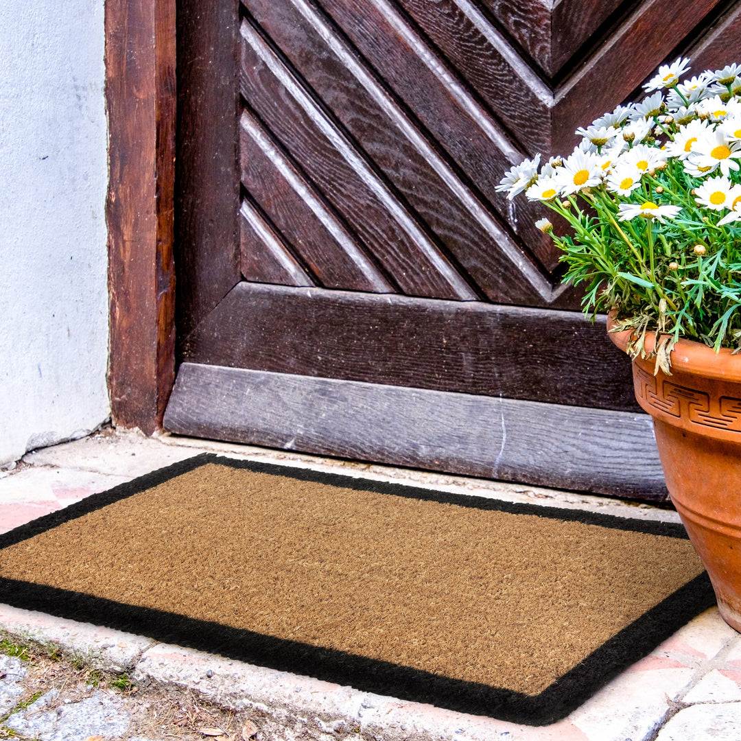 Four Corners Black Border and Natural Long Doormat - Fab Habitat , Doormats, [product_size],