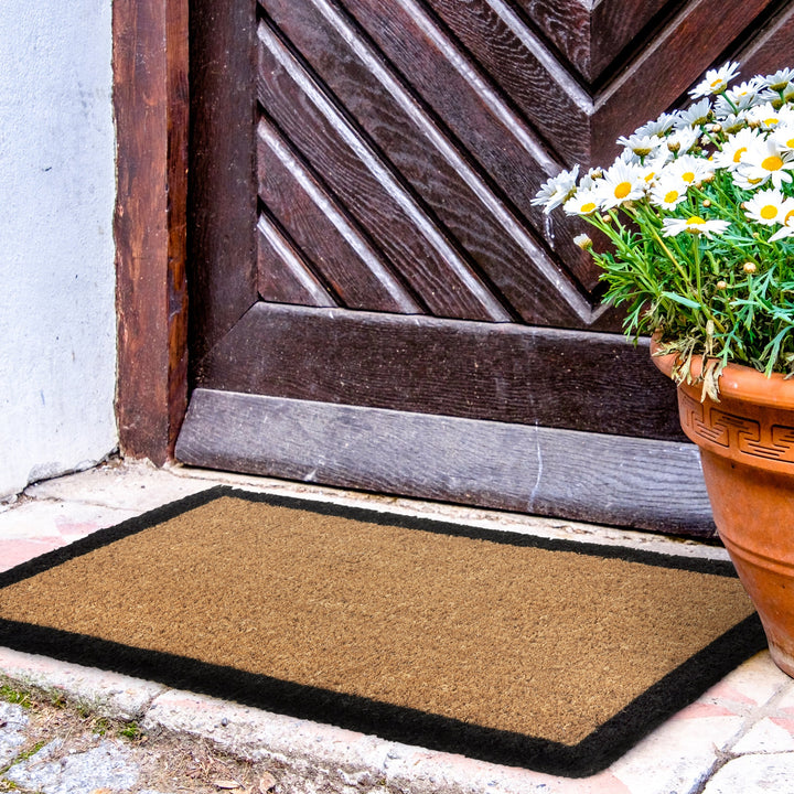 Four Corners Black Border and Natural Long Doormat - Fab Habitat , Doormats, [product_size],