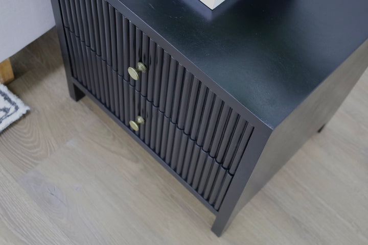 Frazer Black Bedside Table with 2 Drawers