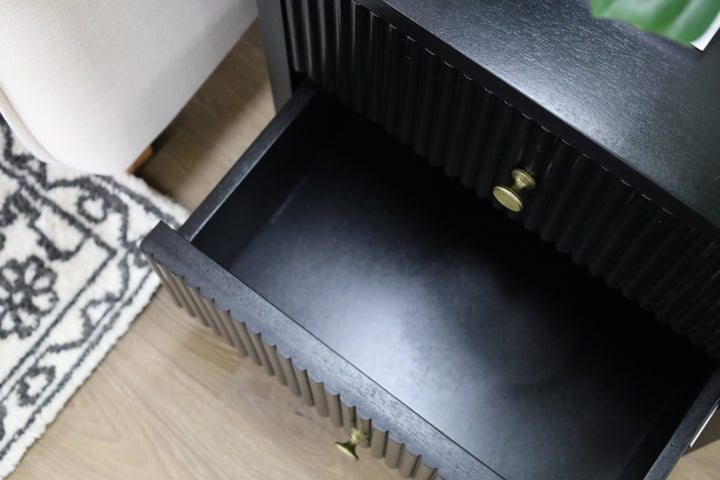 Frazer Black Bedside Table with 2 Drawers