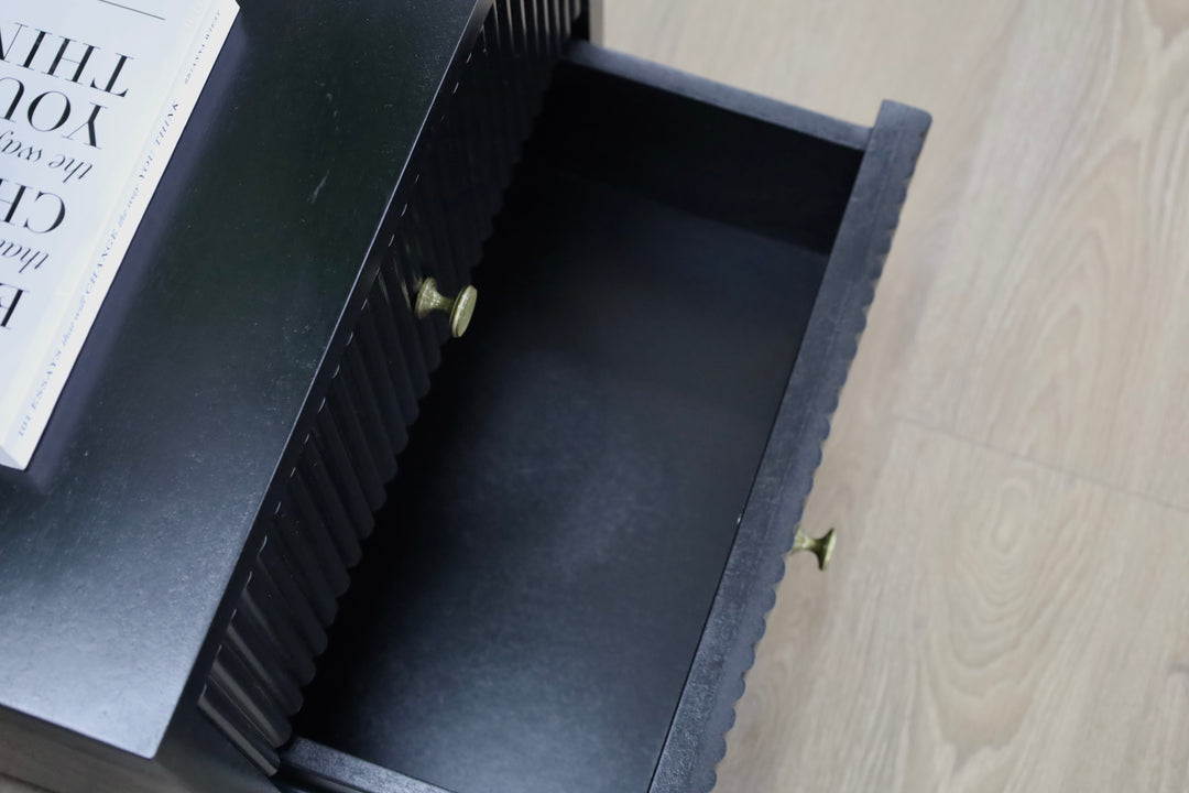 Frazer Black Bedside Table with 2 Drawers