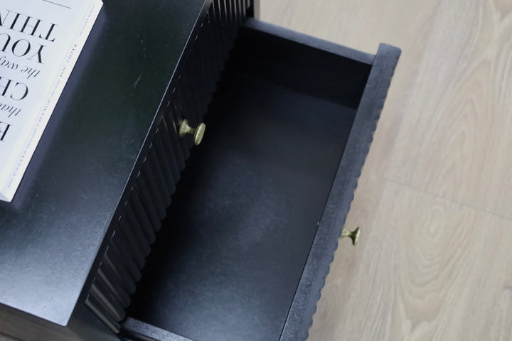 Frazer Black Bedside Table with 2 Drawers