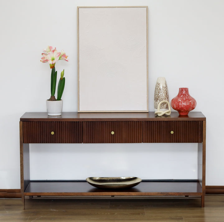 Frazer Walnut Console Table with 3 Drawers - 150cm