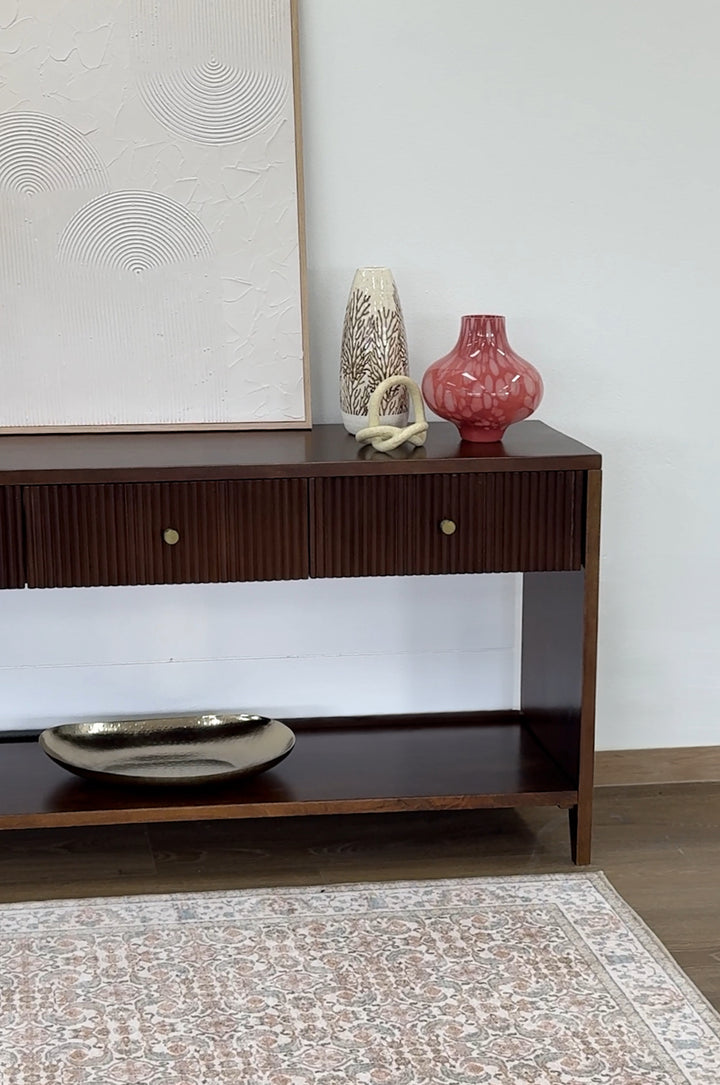 Frazer Walnut Console Table with 3 Drawers - 150cm
