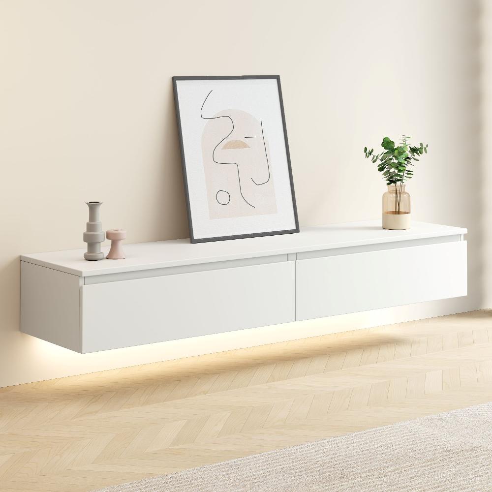 Madison Floating White TV Unit with Storage - 160cm - Fab Habitat , TV Units,