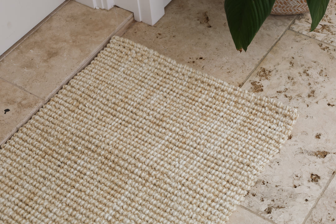 60 cm x 90 cm Indira Bleach Natural Jute Door Mat - Fab Habitat , Doormats, [product_size],