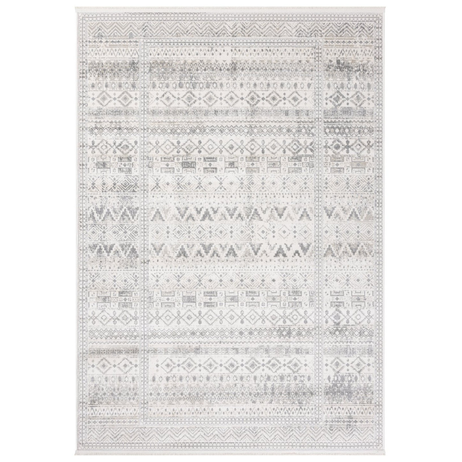 Ikop Light Grey and White Traditional Distressed Extra Large Rug