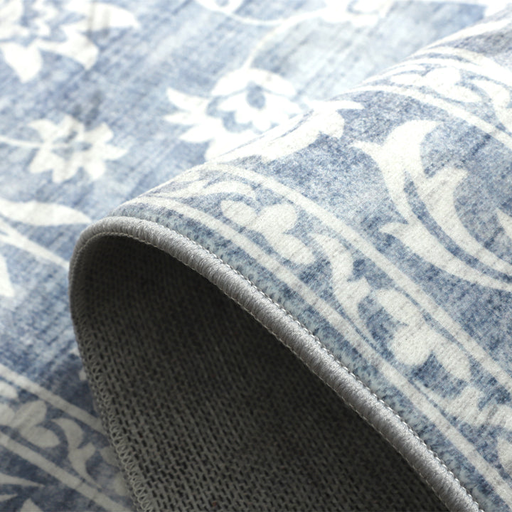 60 Cm X 180 Cm Megan Blue Machine Washable Non Slip Kitchen Mat - Fab Habitat , Machine Washable Kitchen Mats, [product_size],