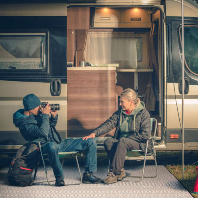 Kimberley Beige & White Square Diamond Pattern Foldable Waterproof Large Camping Mat - 270x270 CM - Fab Habitat , Camping Mats,