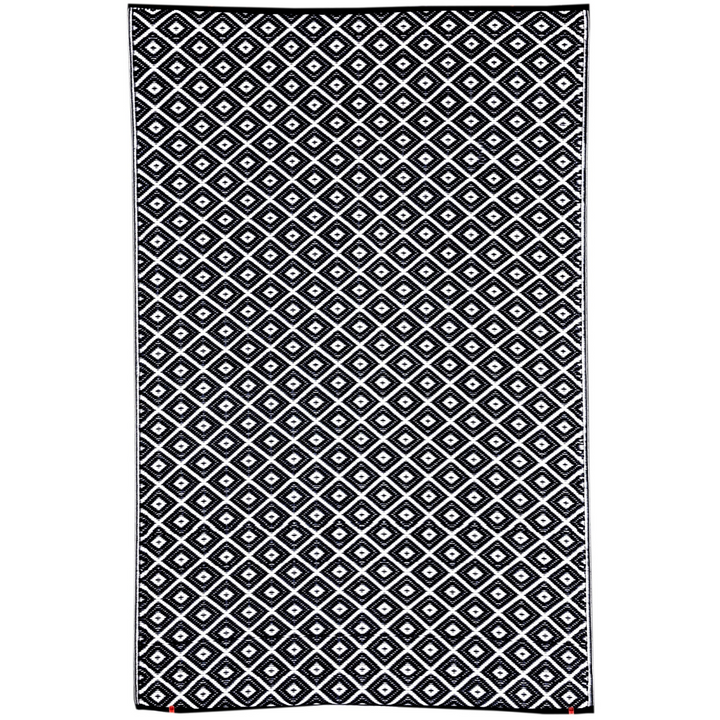 Kimberley Black and White Diamond Recycled Plastic Reversible Outdoor Rug - Fab Habitat , Recycled Plastic Rugs & Mats, [product_size],