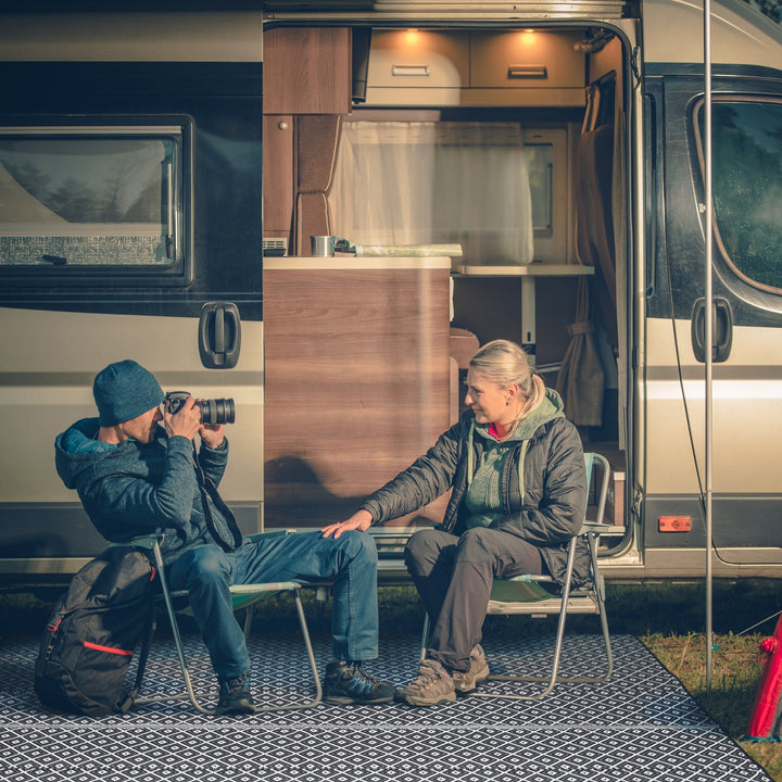 Kimberley Black & White Rectangular Diamond Pattern Foldable Waterproof XL Camping Mat - 270x360 CM - Fab Habitat , Camping Mats,