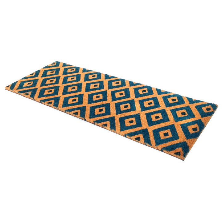 Kimberley Blue Diamond PVC Backed Long Coir Doormat - Fab Habitat , Doormats, [product_size],