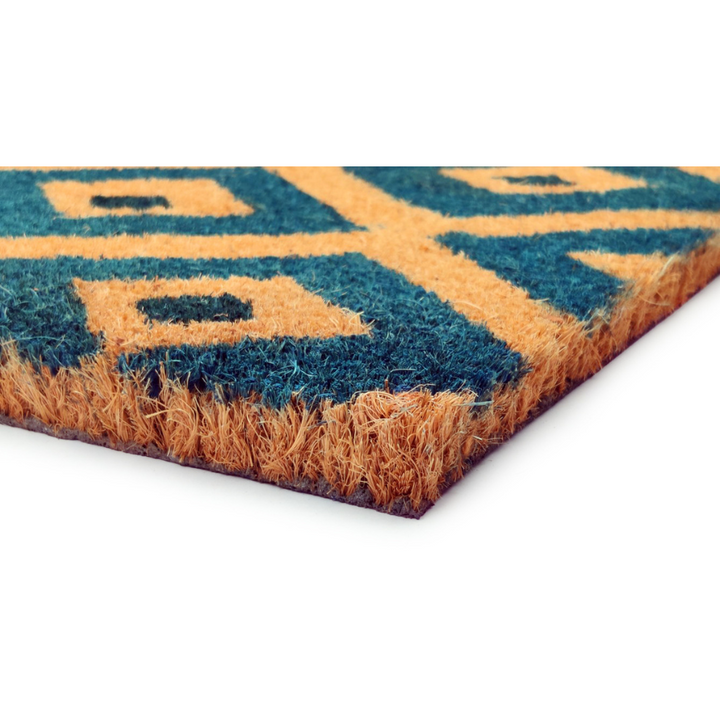Kimberley Blue Diamond PVC Backed Long Coir Doormat - Fab Habitat , Doormats, [product_size],