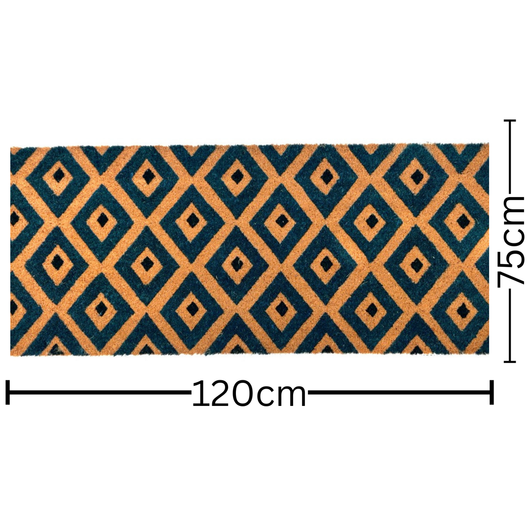 Kimberley Blue Diamond PVC Backed Long Coir Doormat