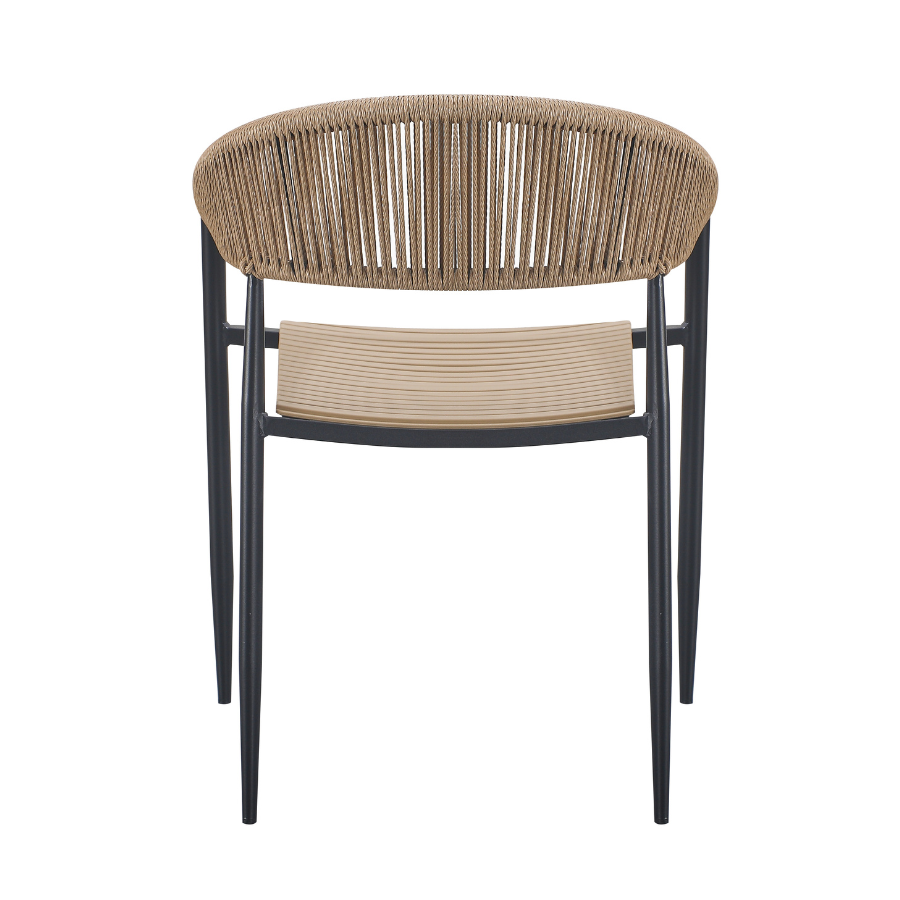 Side profile of Knox beige and black chair – wood and rattan combo – contemporary dining chair – buy online in Australia