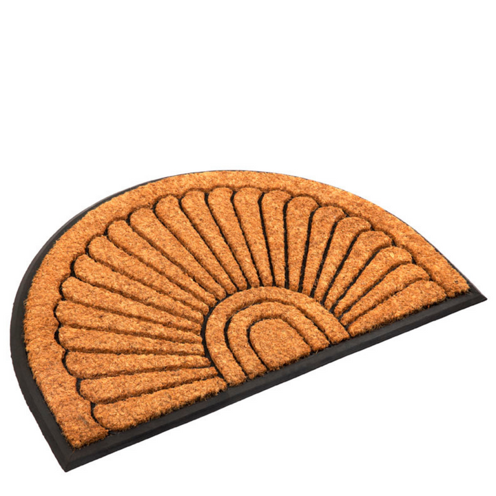60x90 cm Kochi Decorative Half Round Rubber Bordered Coir Doormat - Fab Habitat , Doormats, [product_size],