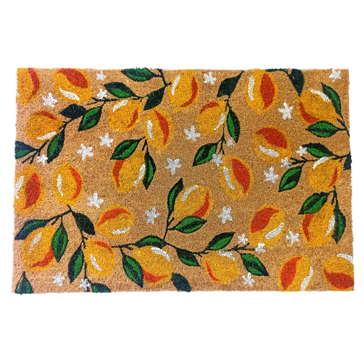 Lemon Branches PVC Backed Coir Doormat - Fab Habitat , Doormats, [product_size],