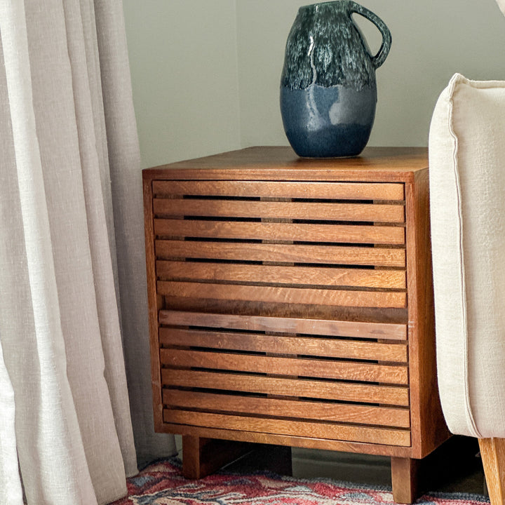 Leo Solid Wood Modern 2 Drawer Bedside Table - Fab Habitat , Side Tables, [product_size],