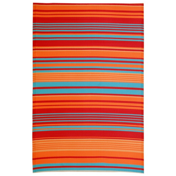 Malibu Multicoloured Striped Recycled Plastic Reversible Outdoor Rug - Fab Habitat , Recycled Plastic Rugs & Mats,