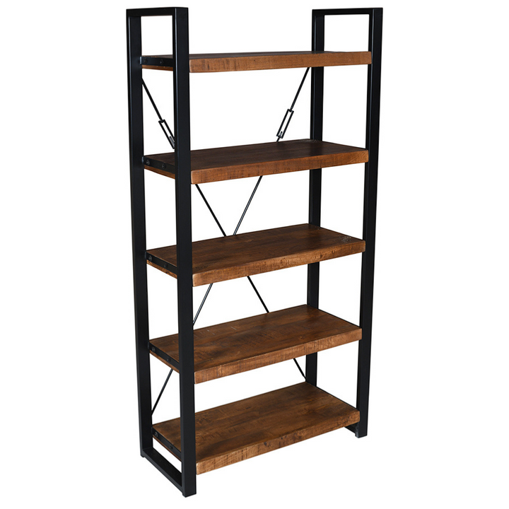 Nova Wooden & Metal Industrial 5 Tier Ladder Bookshelf or Bookcase - Fab Habitat , Bookshelves, [product_size],