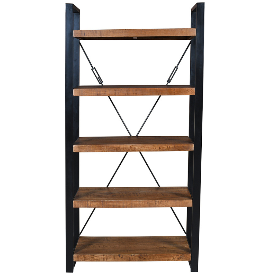 Nova Wooden & Metal Industrial 5 Tier Ladder Bookshelf or Bookcase - Fab Habitat , Bookshelves,
