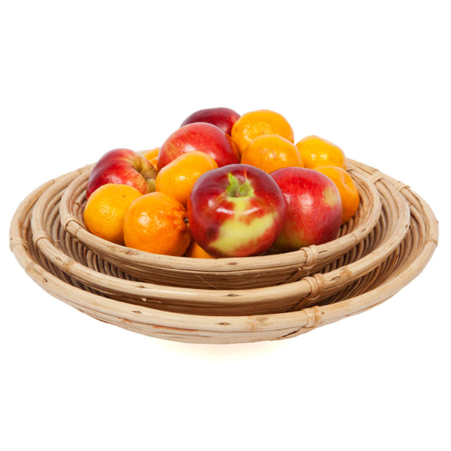 Set Of 3 Naini Handmade Round Decorative Cane Fruit Bowls - Fab Habitat , Decorative Bowls & Accents,