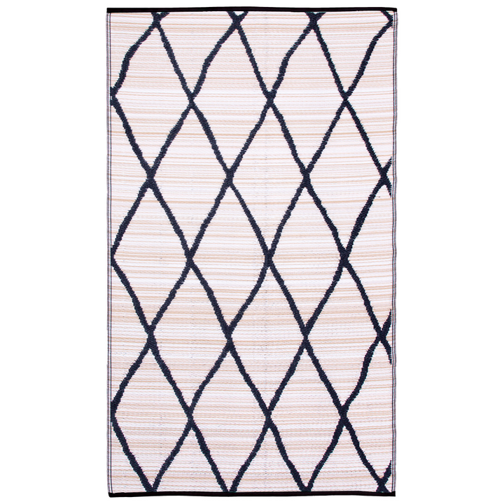 Nairobi Black and Natural Diamond Recycled Plastic Outdoor Rug - Fab Habitat , Recycled Plastic Rugs & Mats, [product_size],
