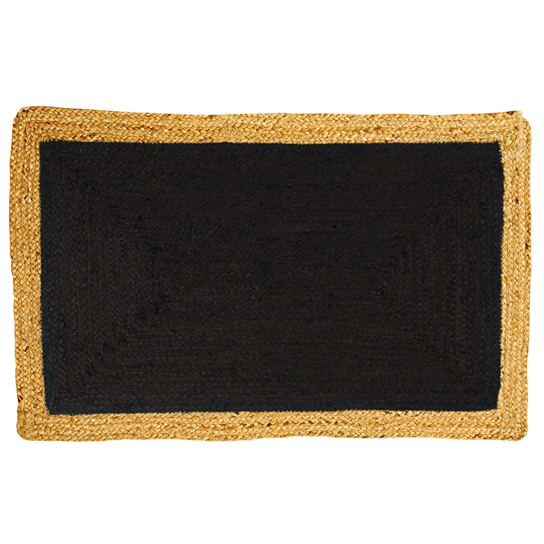 60 Cm X 90 Cm Phoenix Black Jute Door Mat - Fab Habitat , Doormats,