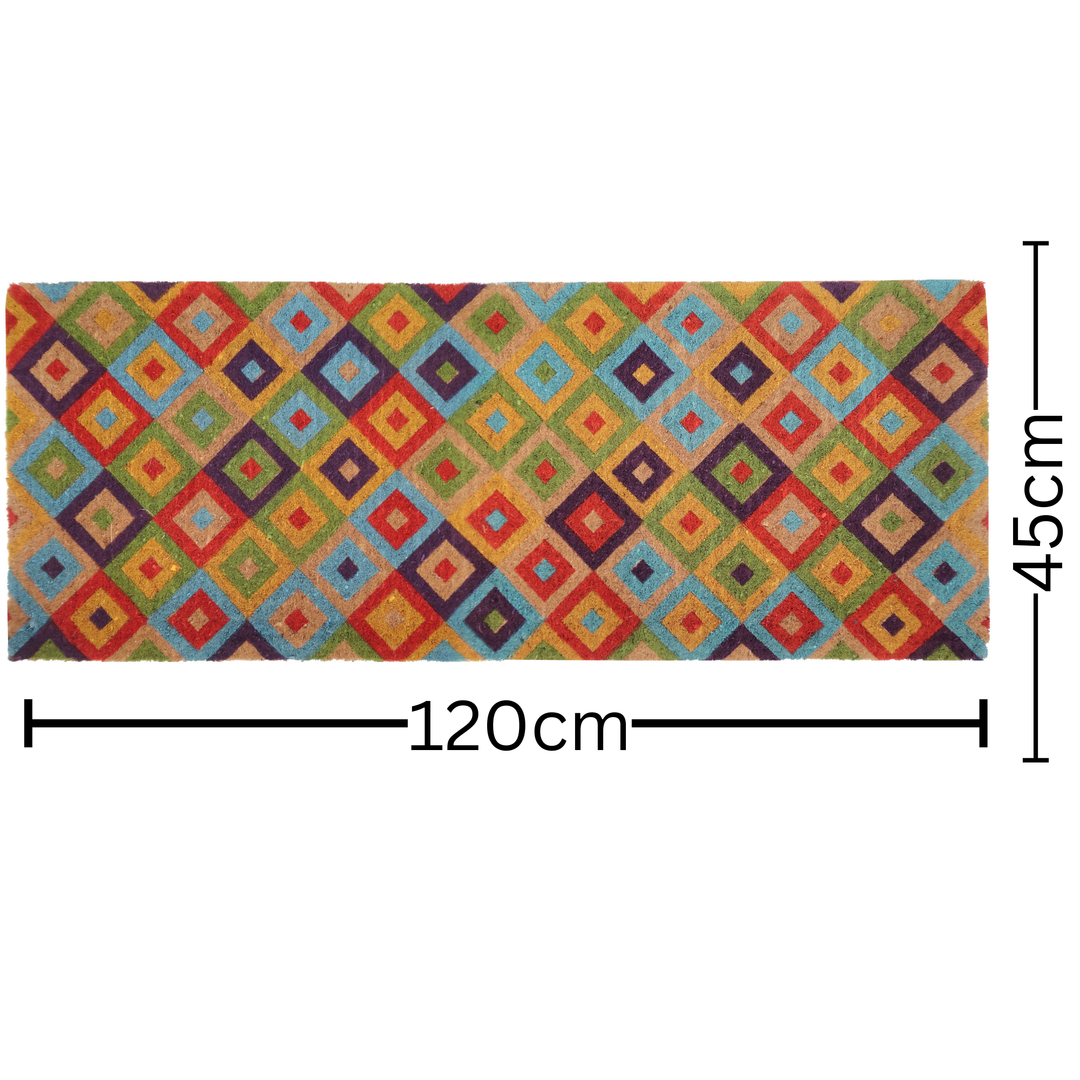 Saman Multicolour Diamond Thick Coir Long Door Mat