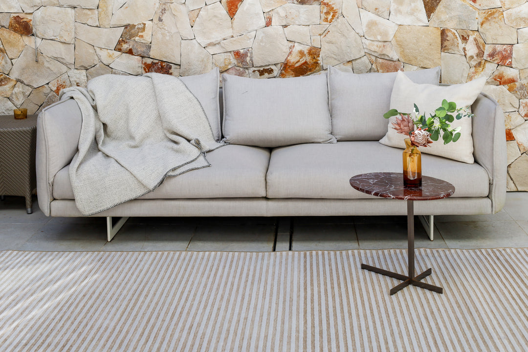 Seoul Beige Striped Indoor Outdoor Rug